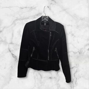 White House Black Market Velvet Moto Jacket Size 4 Goth Witchy
